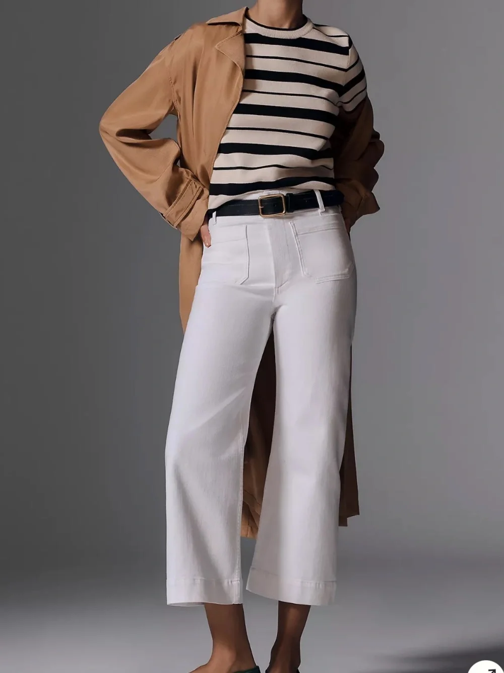 Maeve Collette White Wide-Leg High-Rise Cropped Pants - Picture 2 of 12